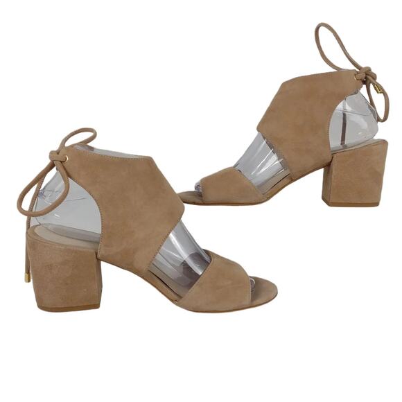 KENNETH COLE NY Vito Women's 7.5 Beige Suede Leather Block Heel Sandals Shoes - Picture 1 of 8